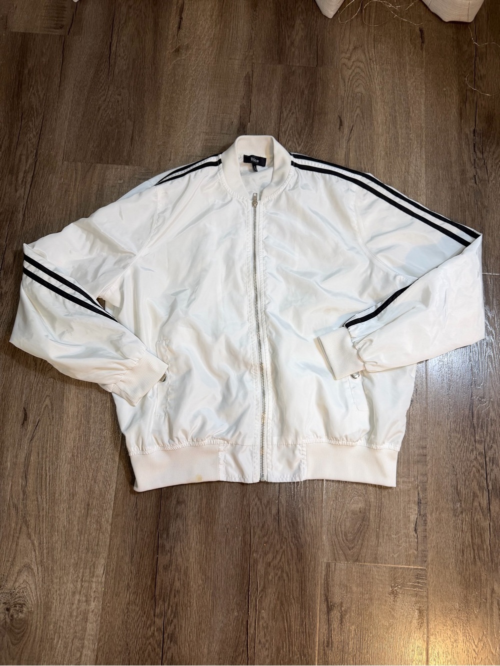 Ice White Bomber Jacket with Black Stripe Detail